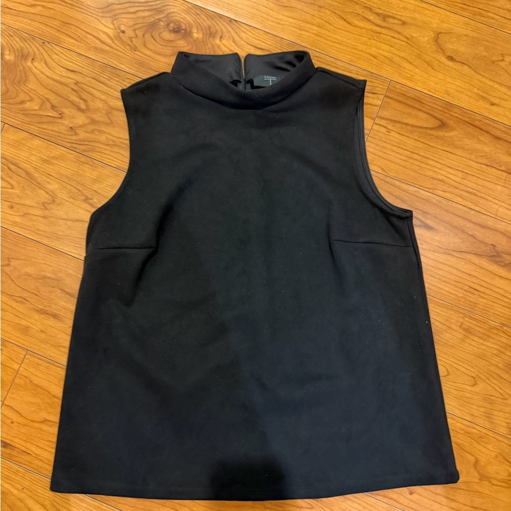 Tahari Faux Suede Black Sleeveless Women's Top
